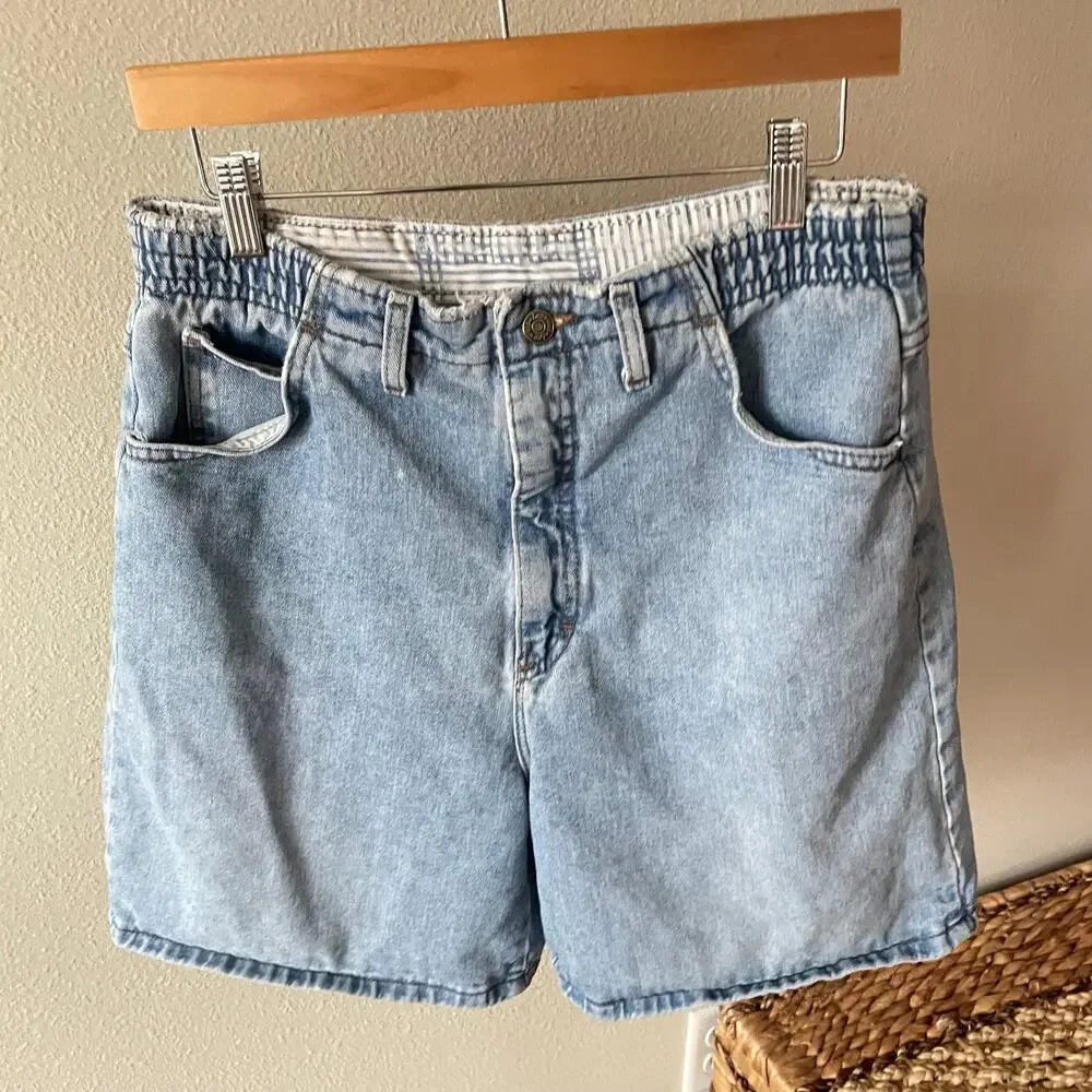 90s vintage LEE long denim shorts light wash baggy mom jean shorts